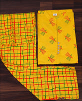 Cotton Yellow Block Print Kurti Set
